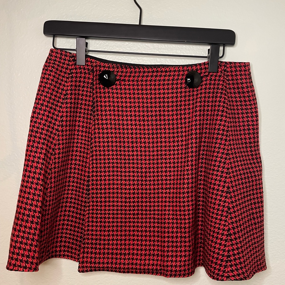 The Hellers Mini Skirt in Red Wool Pattern